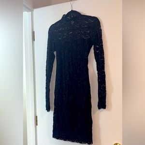 NWT High Neck, Open Back Black Lace Dress Size Small